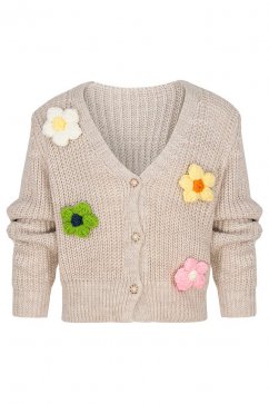 Béžový pletený sveter s kvetmi