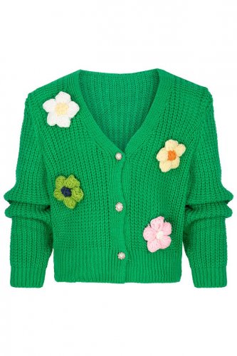 Zelený pletený sveter - Veľkosť: 14