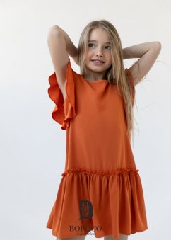 Elegantné  orange šaty s volánikmi