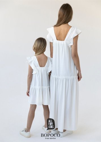 Dámske biele elegantné šaty s volánom - Veľkosť: L